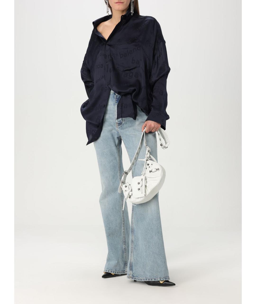BALENCIAGA Темно-синяя шелковая рубашка, фото 3