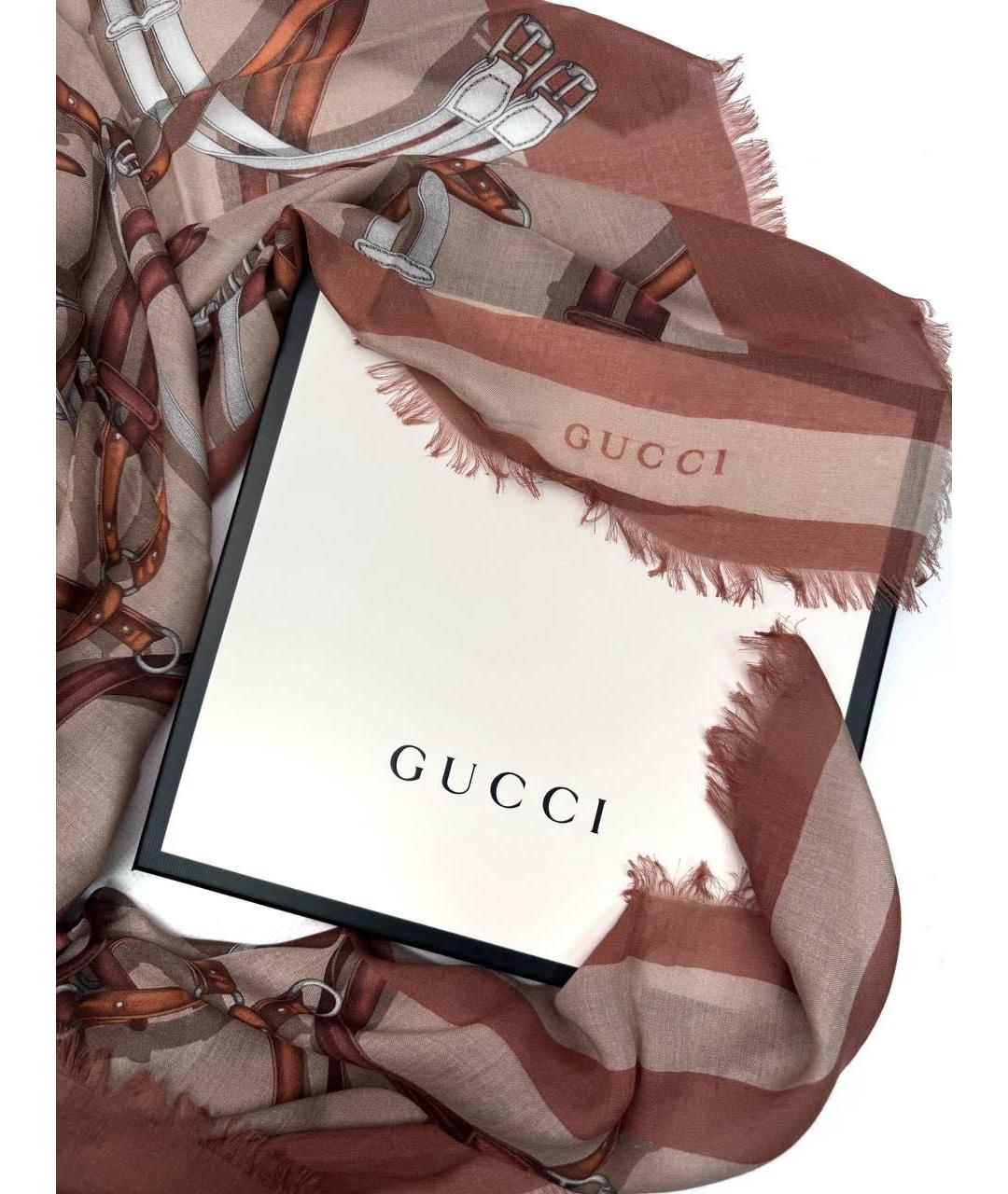 GUCCI Коричневый платок, фото 3