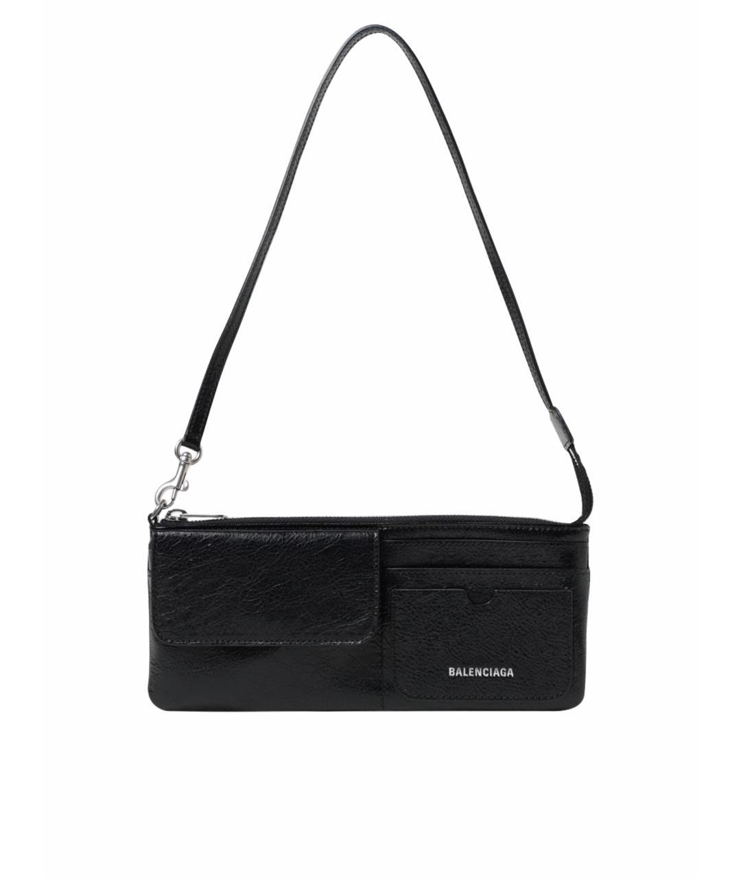 BALENCIAGA Черная кожаная сумка через плечо, фото 1