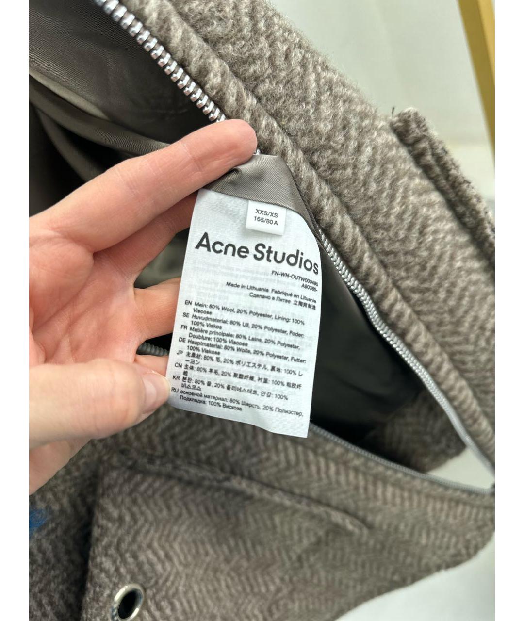 ACNE STUDIOS Коричневое шерстяное пальто, фото 5