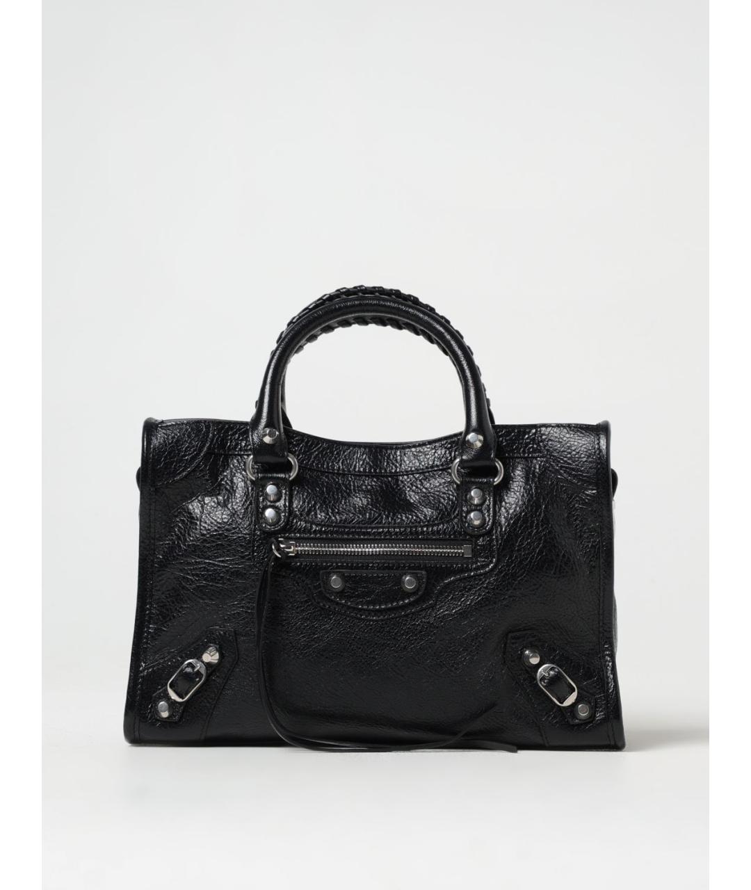 BALENCIAGA Черная кожаная сумка тоут, фото 5