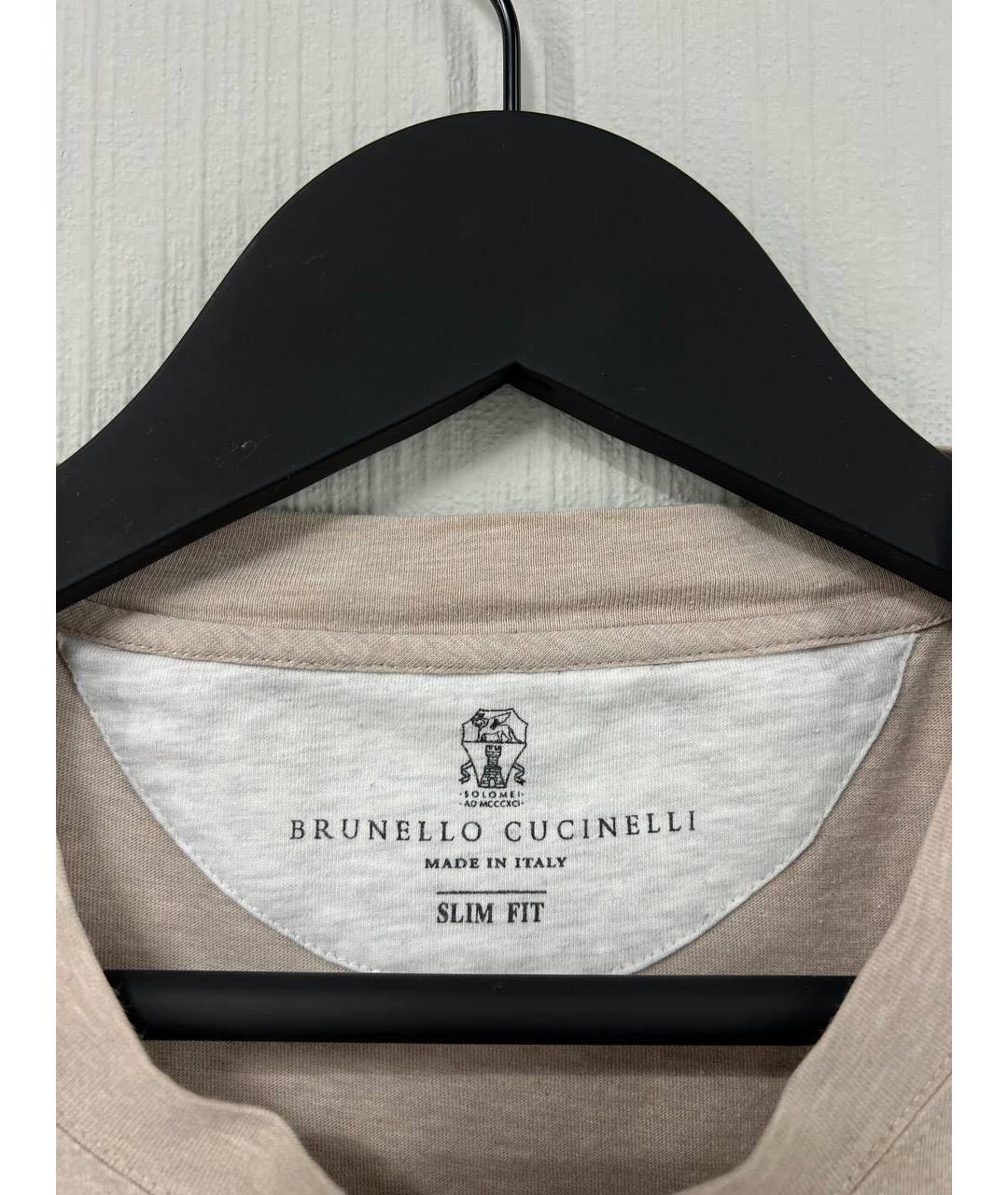 BRUNELLO CUCINELLI Бежевая хлопковая футболка, фото 3