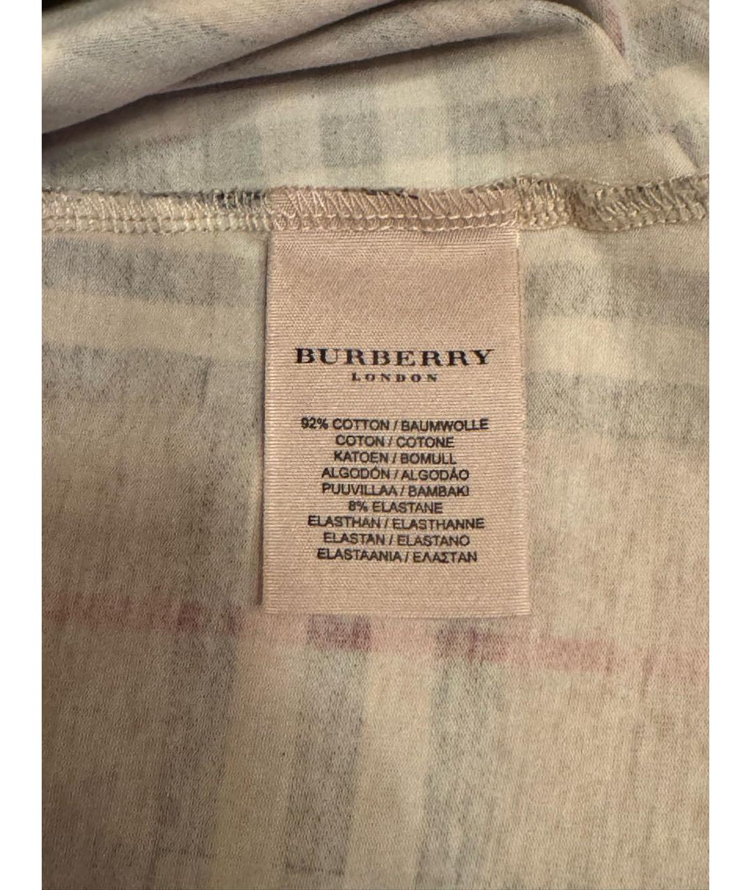 BURBERRY Бежевая хлопковая футболка, фото 2