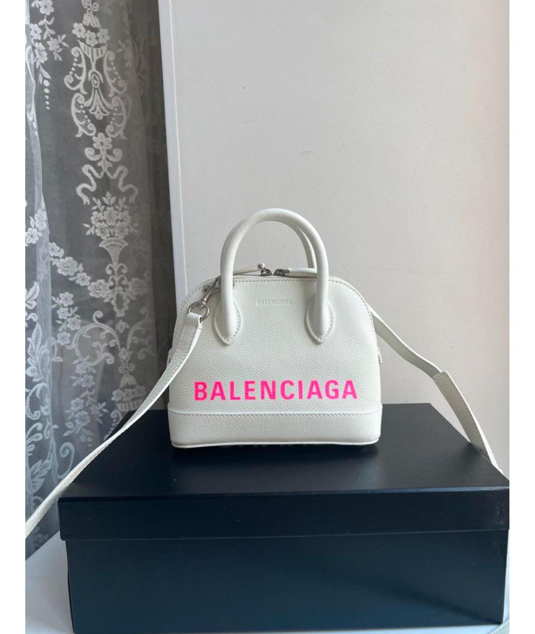 BALENCIAGA Белая кожаная сумка с короткими ручками, фото 7