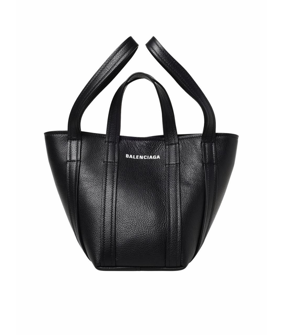 BALENCIAGA Черная кожаная сумка тоут, фото 1