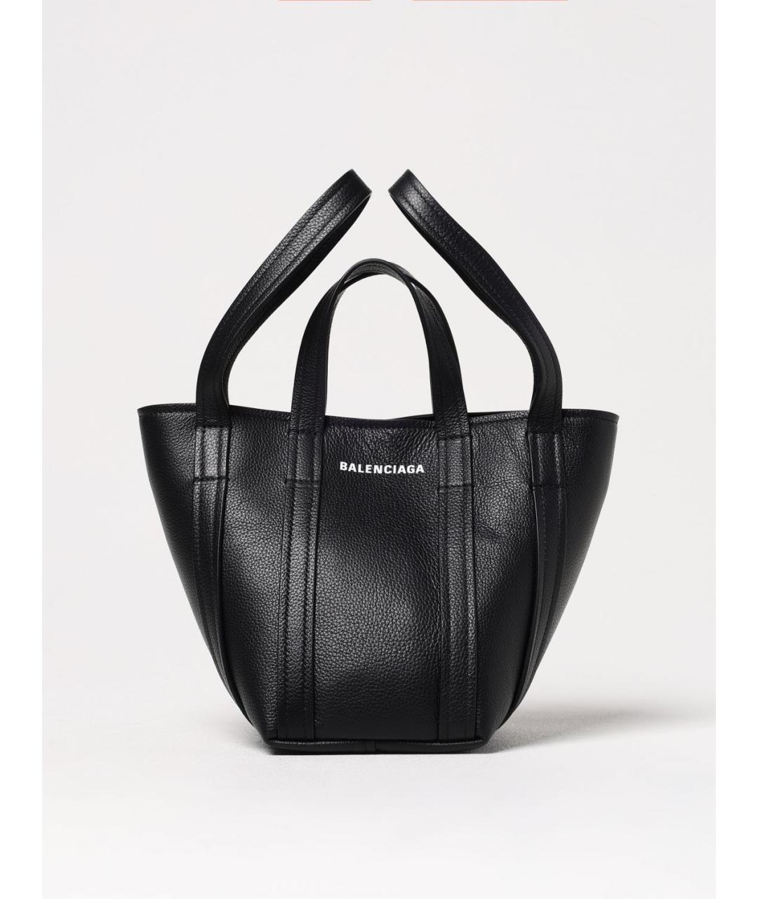 BALENCIAGA Черная кожаная сумка тоут, фото 6