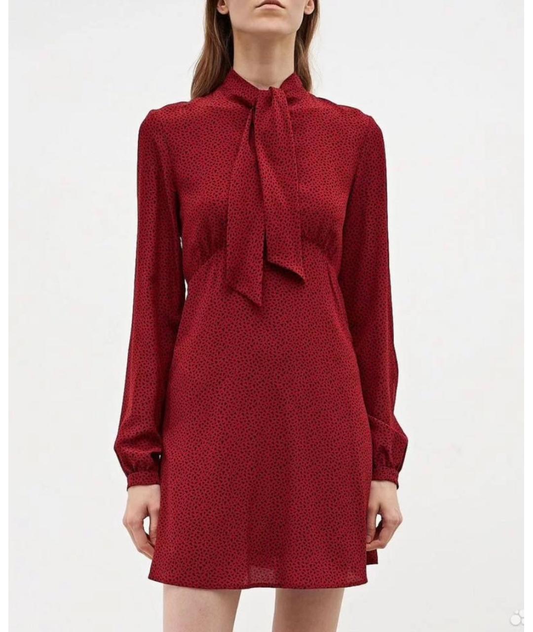 SAINT LAURENT Бордовое шелковое коктейльное платье, фото 6