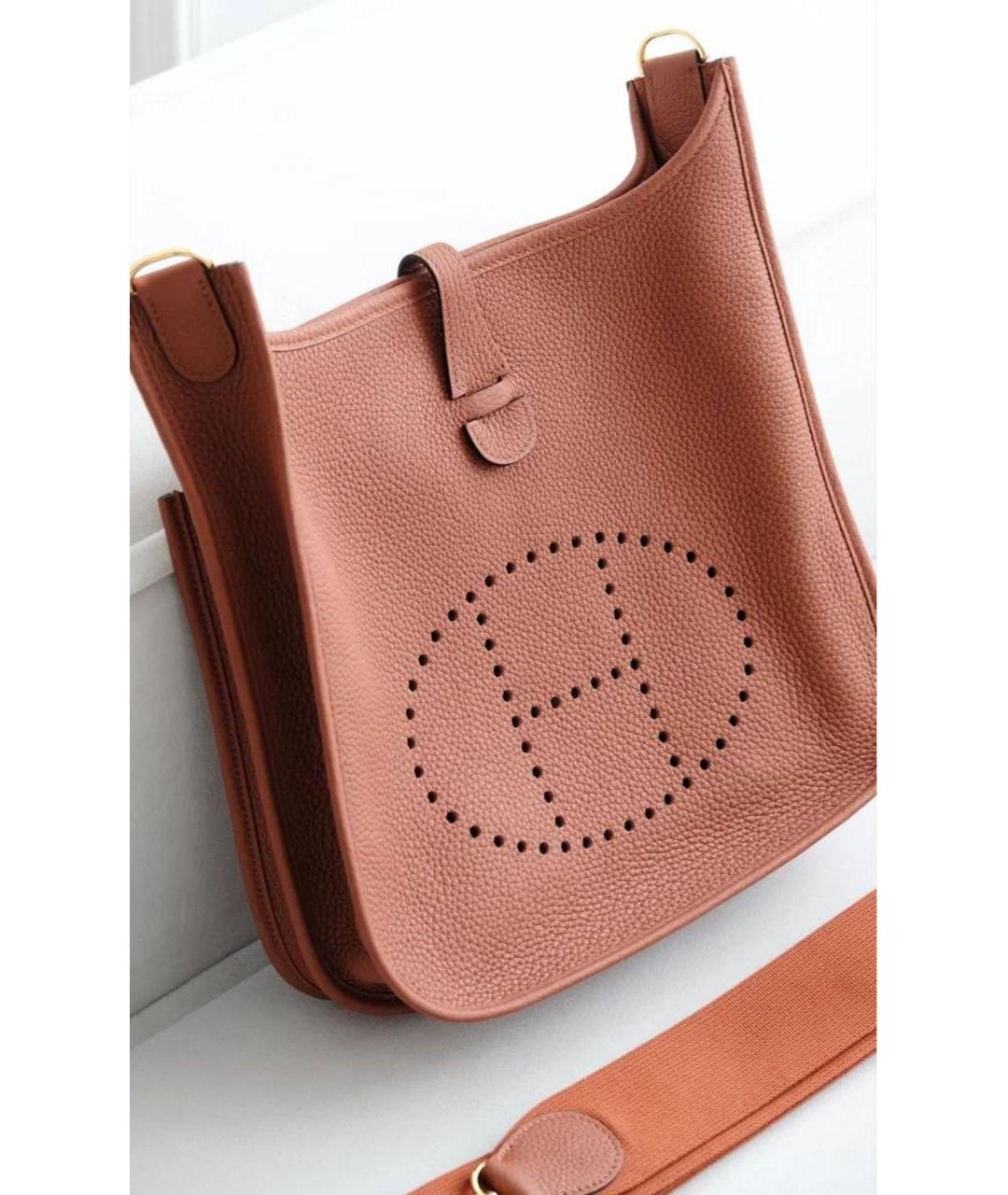 HERMES Оранжевая кожаная сумка через плечо, фото 5