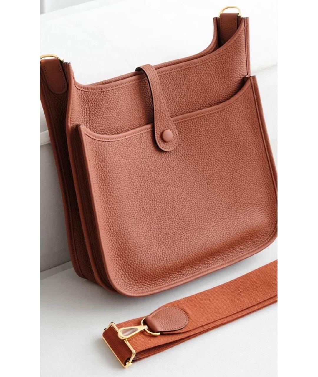 HERMES Оранжевая кожаная сумка через плечо, фото 6