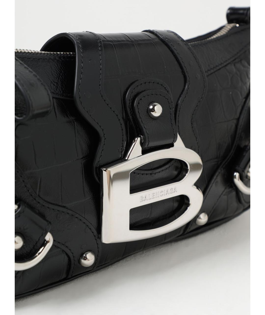 BALENCIAGA Черная кожаная сумка через плечо, фото 2