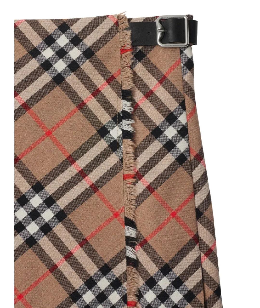 BURBERRY Бежевая шерстяная юбка мини, фото 2