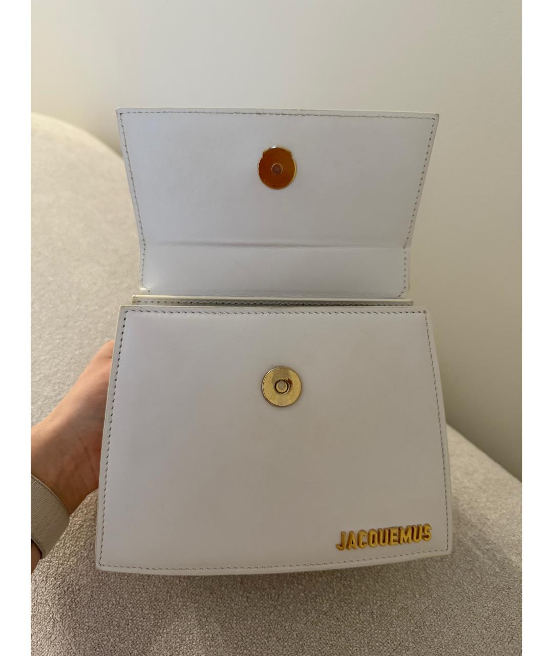 JACQUEMUS Белая кожаная сумка через плечо, фото 3