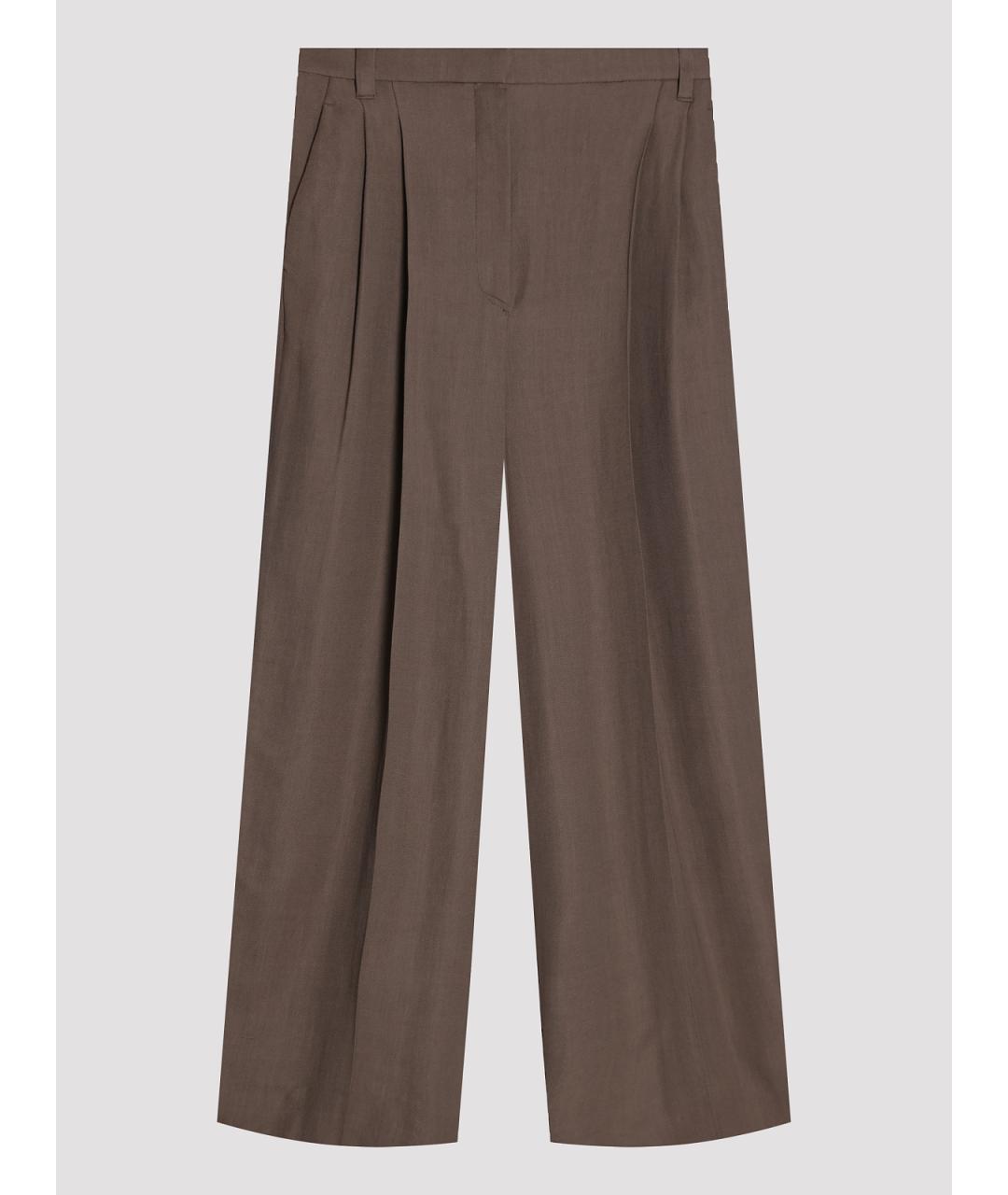 BRUNELLO CUCINELLI Коричневые вискозные прямые брюки, фото 4