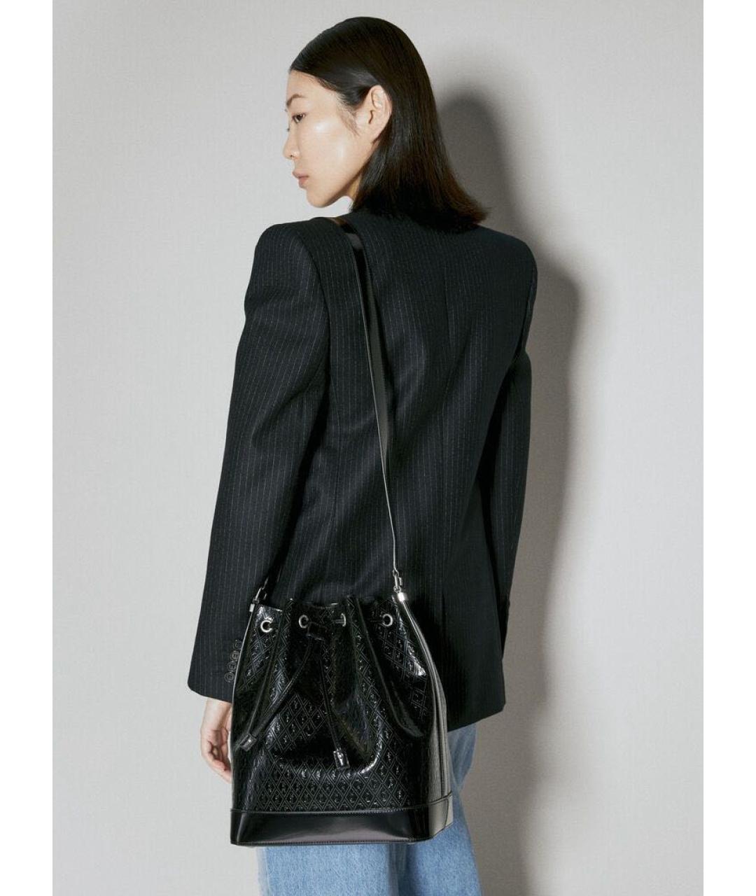 SAINT LAURENT Черная сумка через плечо из лакированной кожи, фото 2