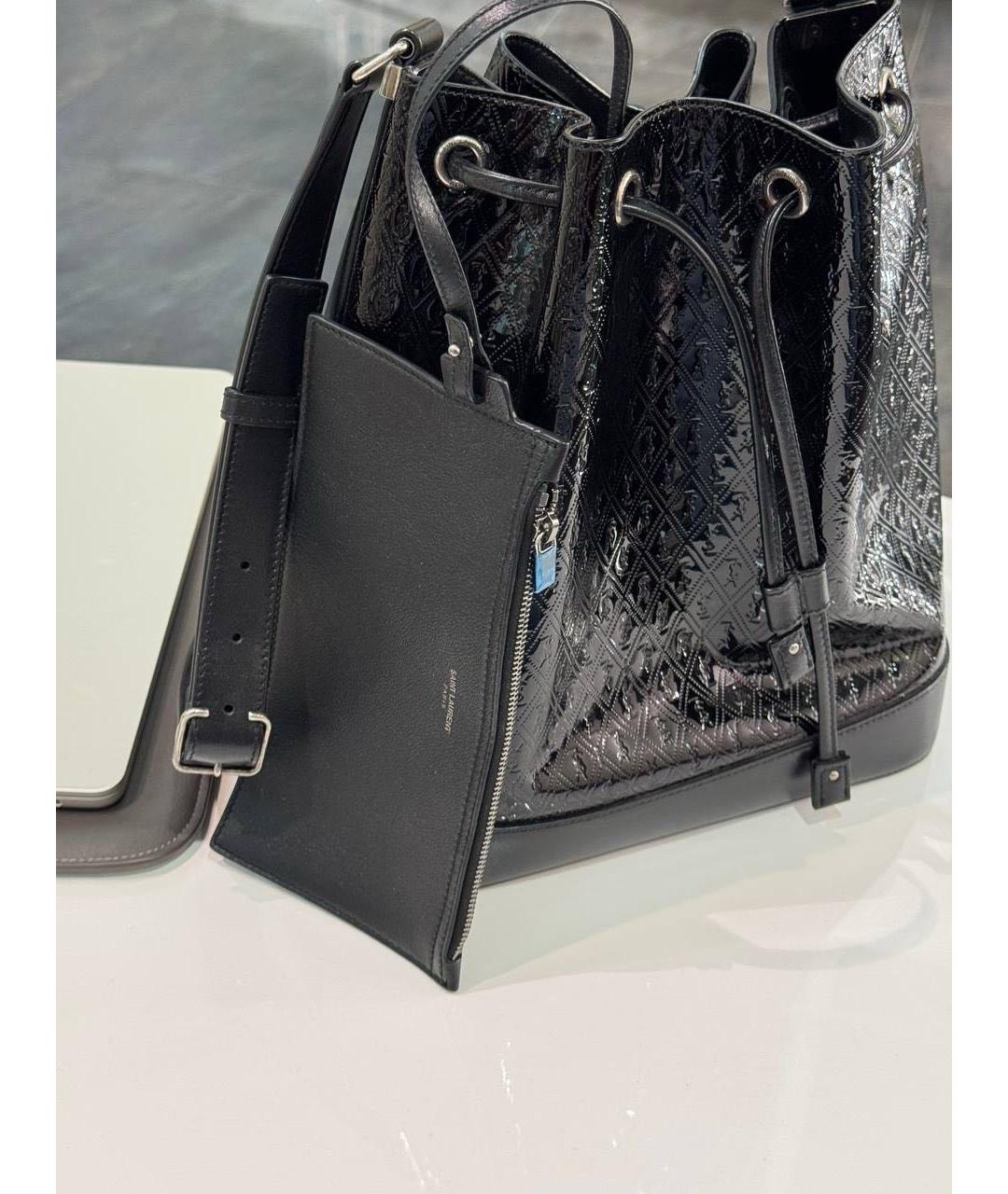 SAINT LAURENT Черная сумка через плечо из лакированной кожи, фото 3