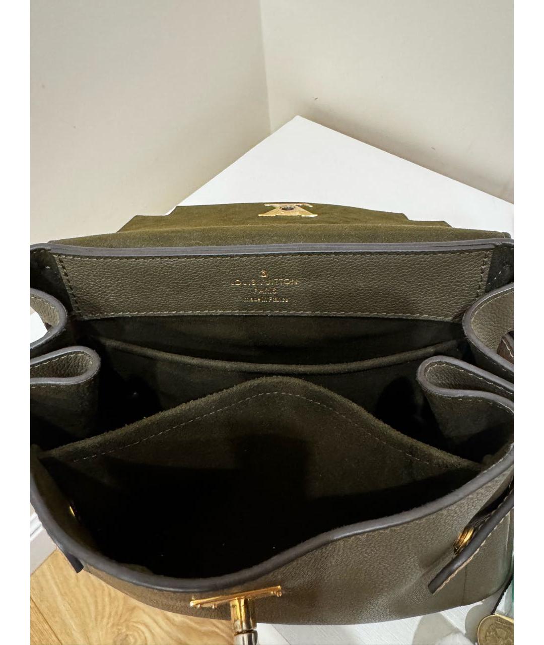 LOUIS VUITTON Хаки кожаная сумка с короткими ручками, фото 7