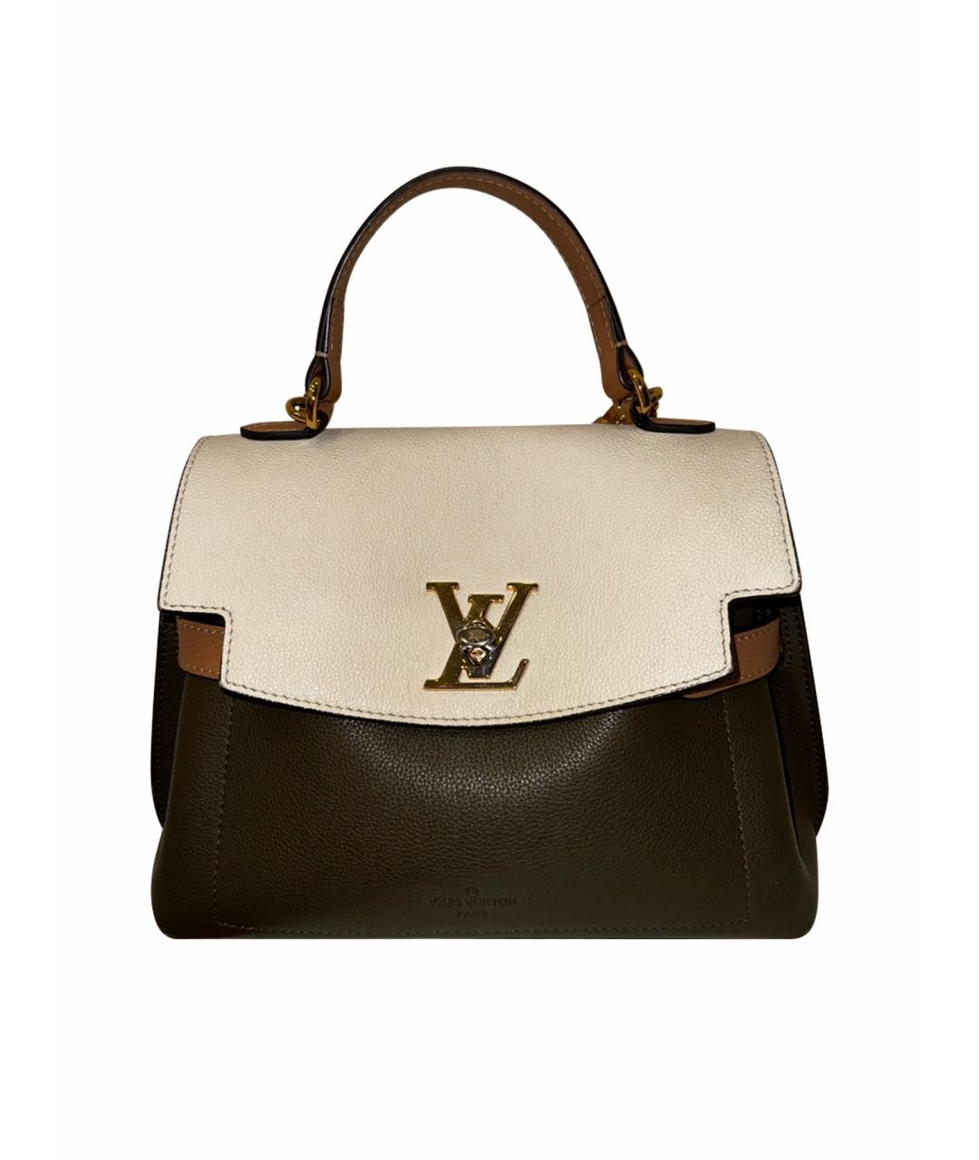 LOUIS VUITTON Хаки кожаная сумка с короткими ручками, фото 1