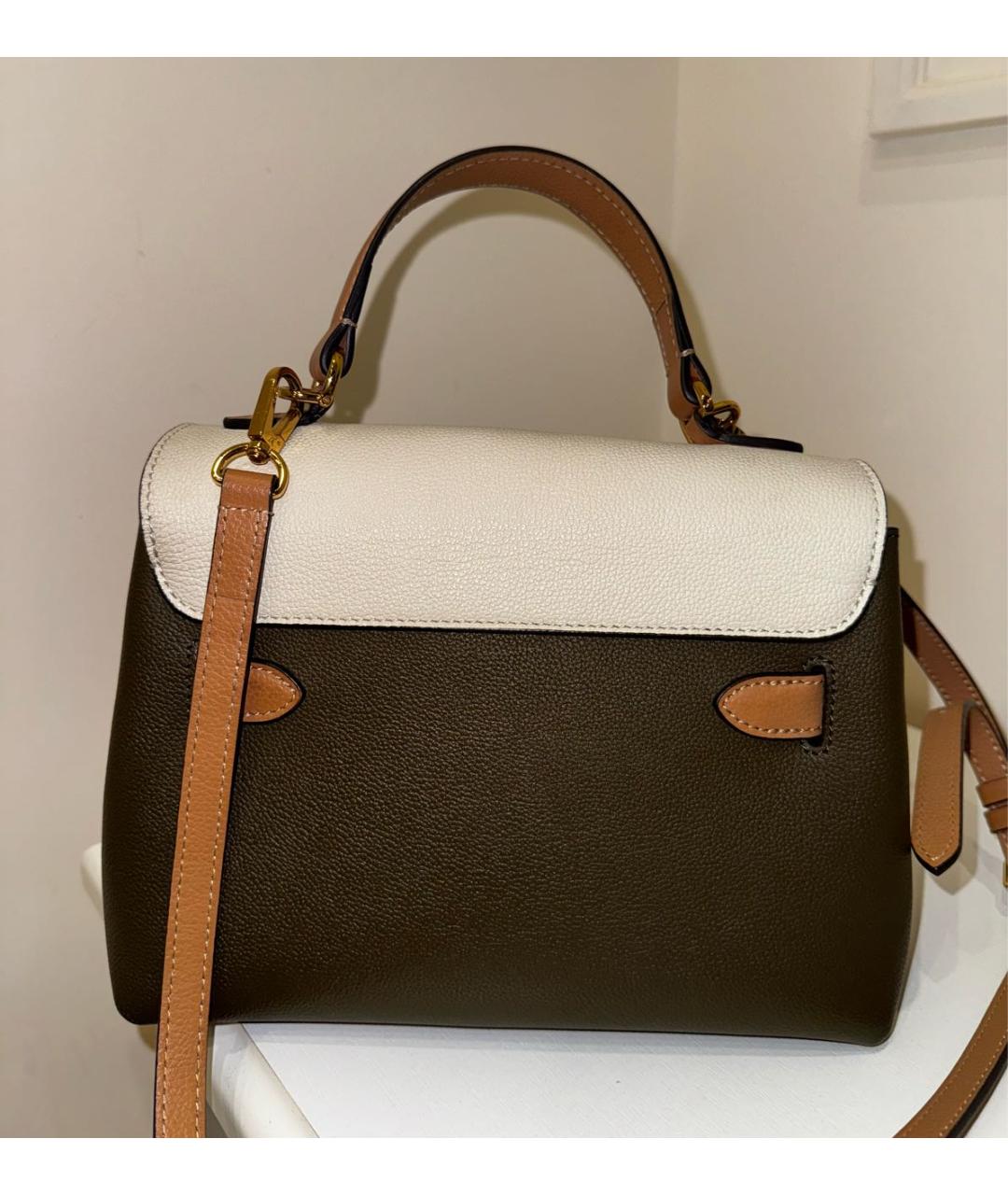 LOUIS VUITTON Хаки кожаная сумка с короткими ручками, фото 2