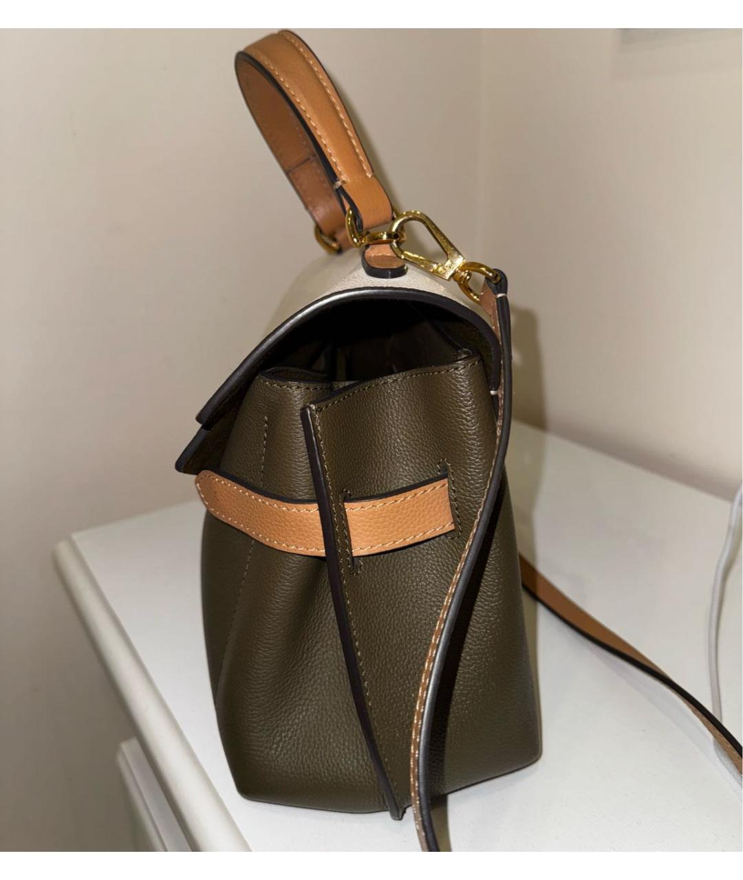 LOUIS VUITTON Хаки кожаная сумка с короткими ручками, фото 4