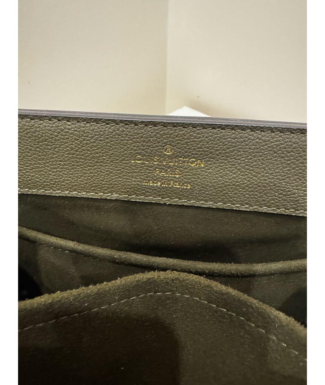 LOUIS VUITTON Хаки кожаная сумка с короткими ручками, фото 6
