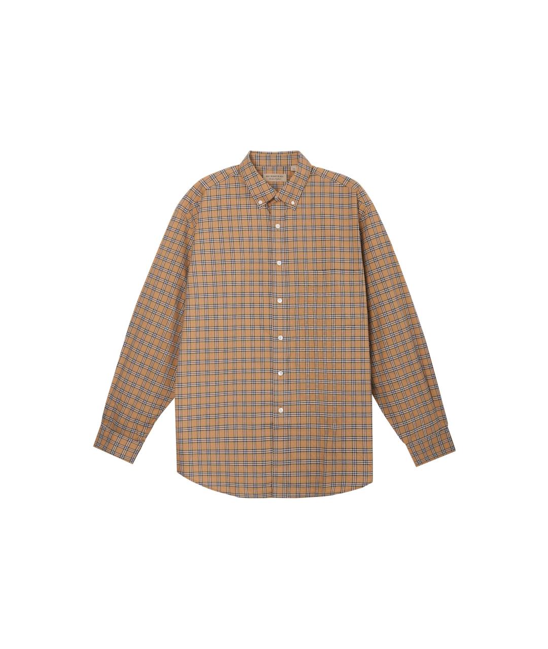 BURBERRY Коричневая хлопковая классическая рубашка, фото 3