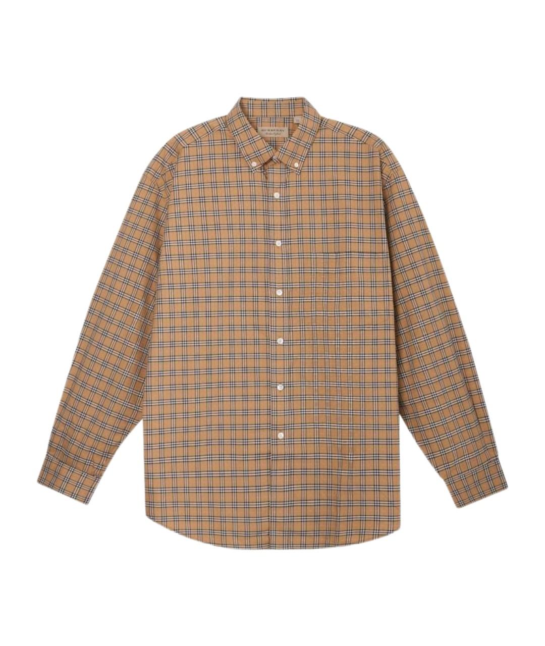 BURBERRY Коричневая хлопковая классическая рубашка, фото 1