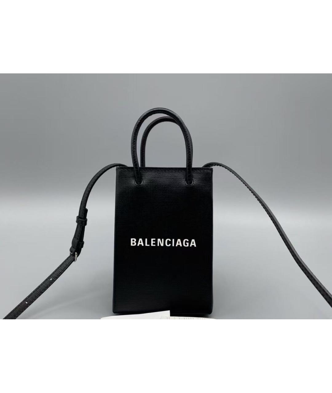 BALENCIAGA Черная кожаная сумка через плечо, фото 2