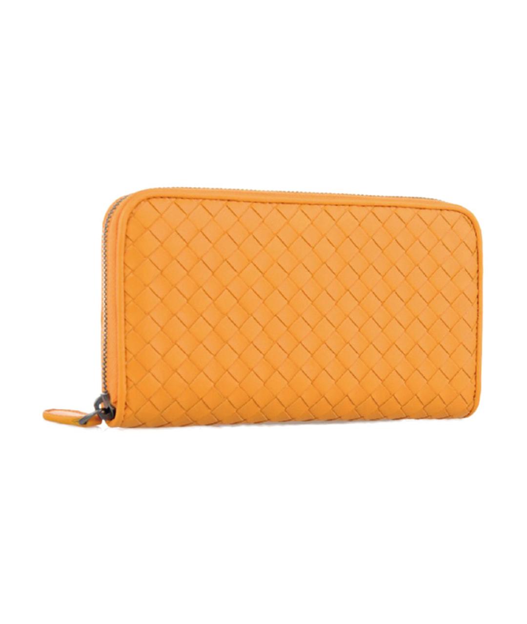 BOTTEGA VENETA Оранжевый кожаный кошелек, фото 2