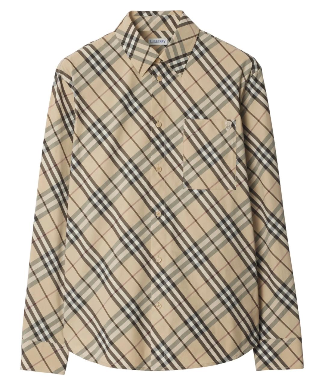 BURBERRY Бежевая хлопковая кэжуал рубашка, фото 1