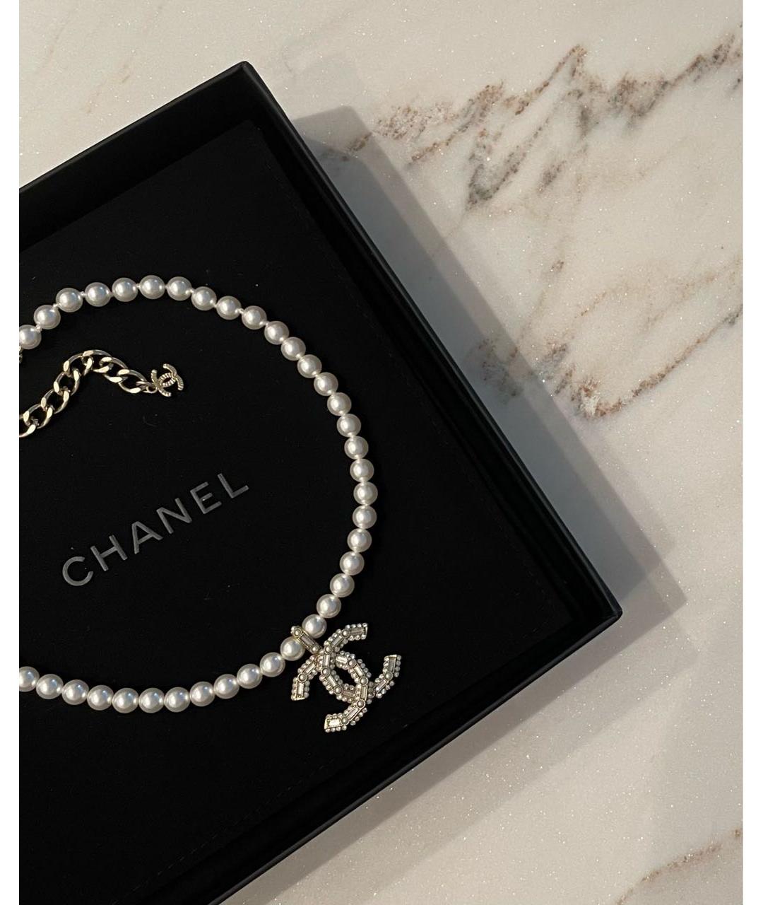 CHANEL Белое жемчужное колье, фото 5