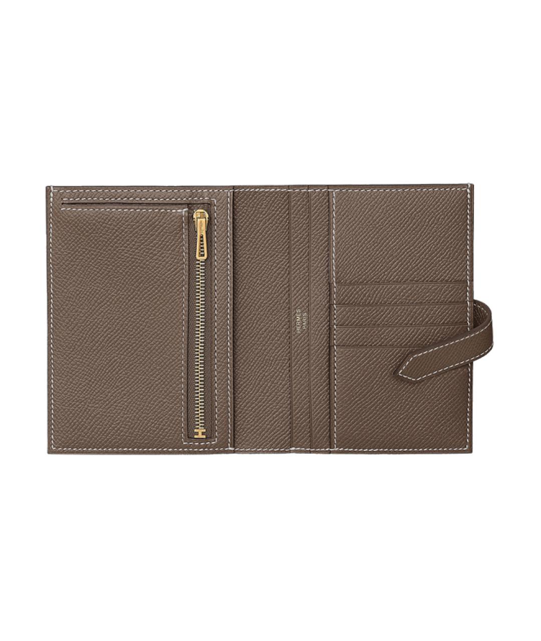 HERMES Серый кожаный кошелек, фото 2
