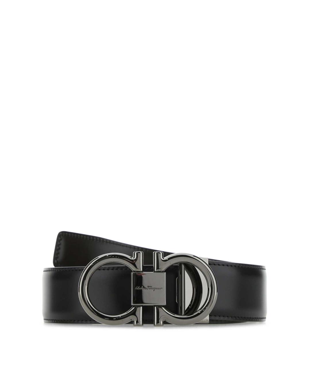 FERRAGAMO Черный кожаный ремень, фото 1