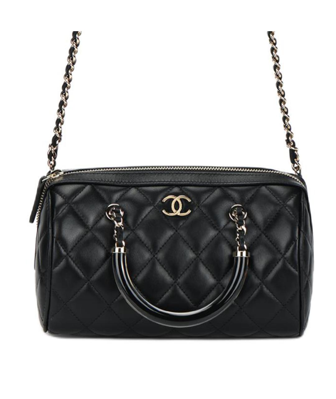 CHANEL Черная кожаная сумка с короткими ручками, фото 1