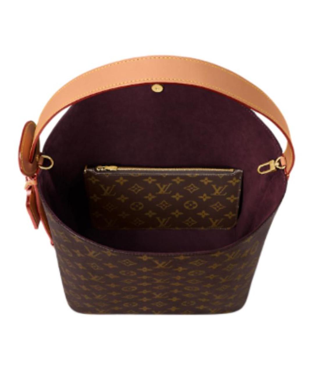 LOUIS VUITTON Коричневая кожаная сумка через плечо, фото 4