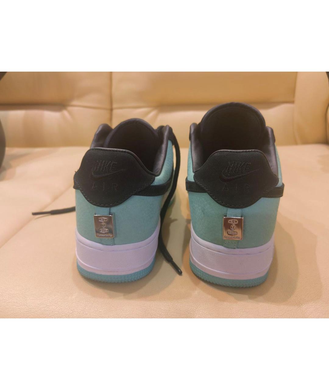 NIKE Бирюзовые кожаные низкие кроссовки / кеды, фото 4