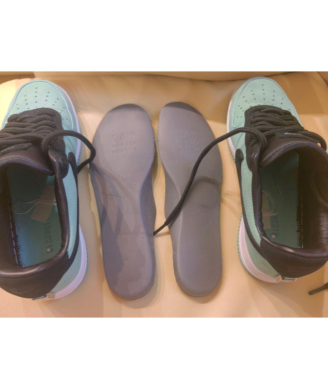 NIKE Бирюзовые кожаные низкие кроссовки / кеды, фото 3