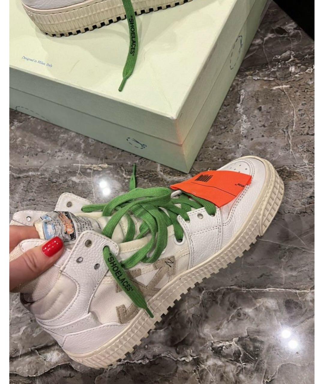 OFF-WHITE Белые кожаные кеды, фото 4