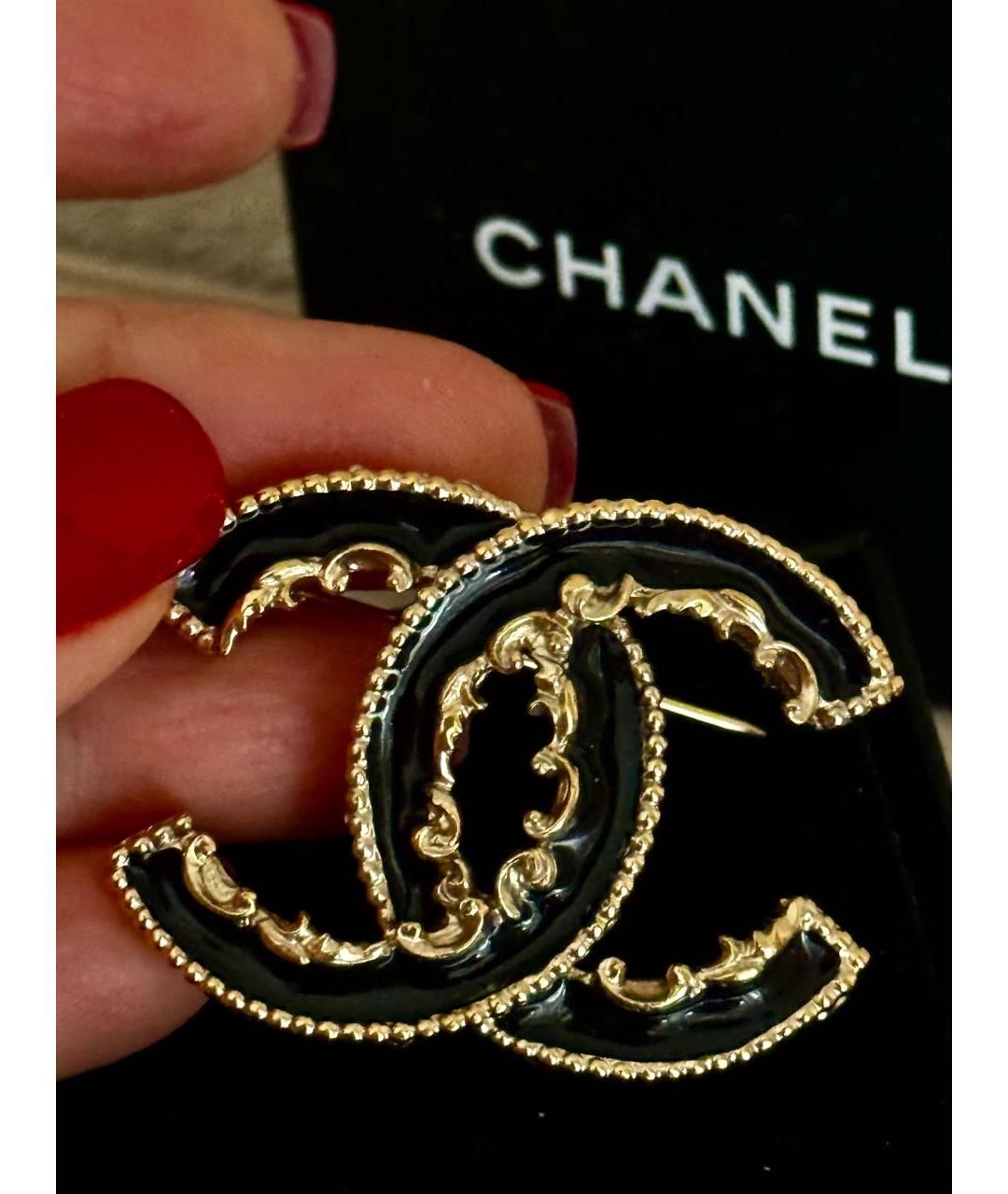 CHANEL Черная металлическая булавка / брошь, фото 2