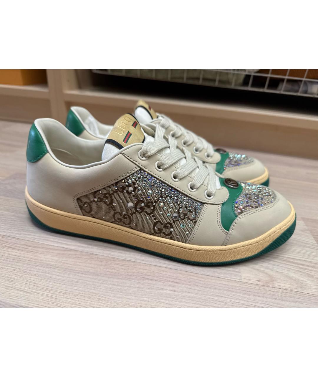 GUCCI Бежевые кожаные кеды, фото 3