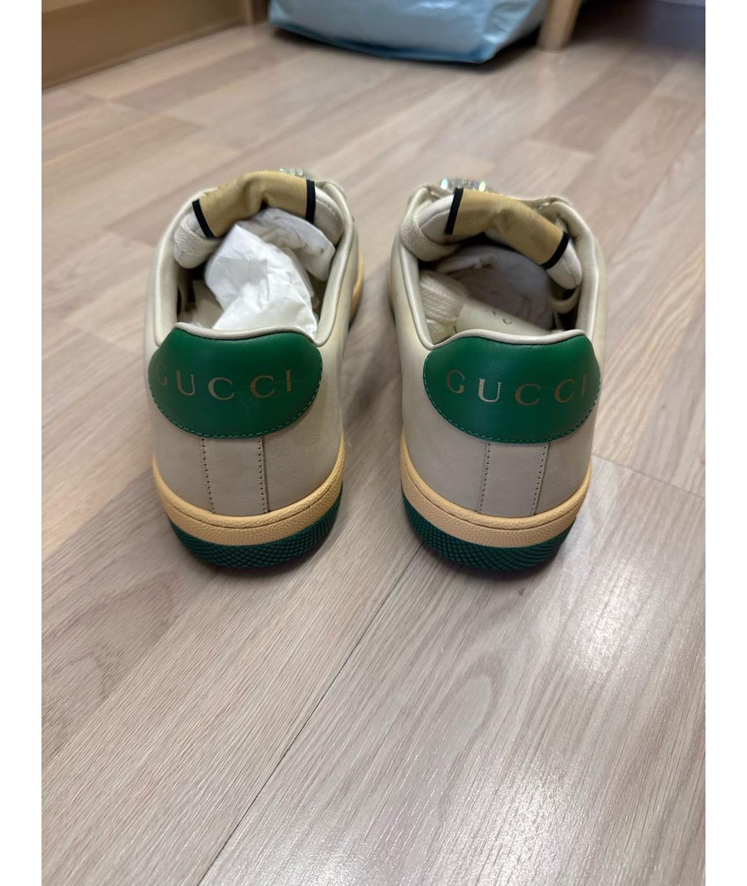 GUCCI Бежевые кожаные кеды, фото 2