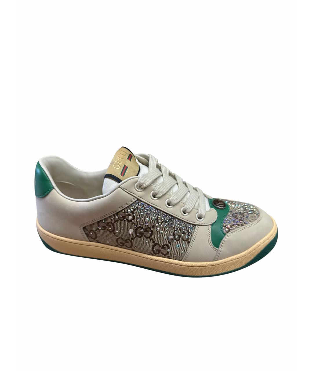 GUCCI Бежевые кожаные кеды, фото 1