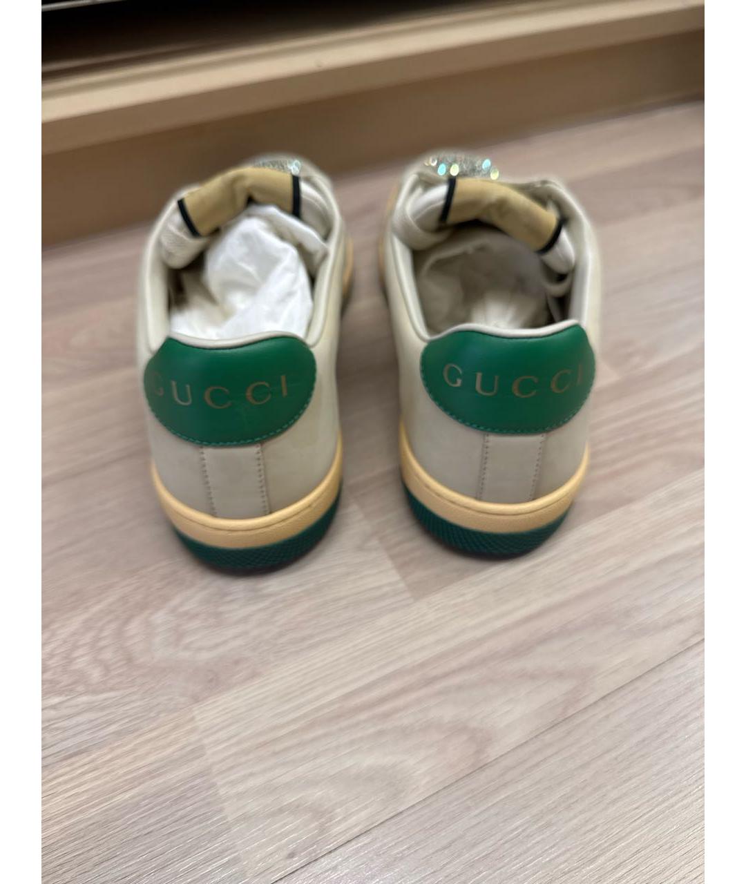 GUCCI Бежевые кожаные кеды, фото 6
