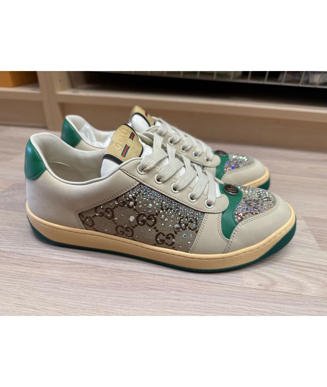 GUCCI Бежевые кожаные кеды, фото 7