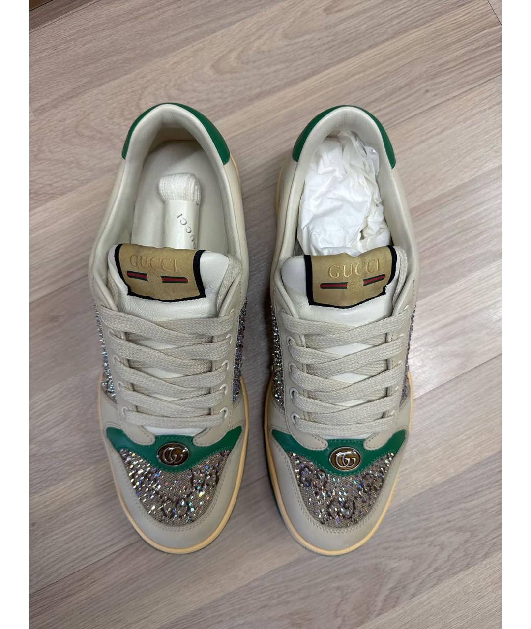 GUCCI Бежевые кожаные кеды, фото 5