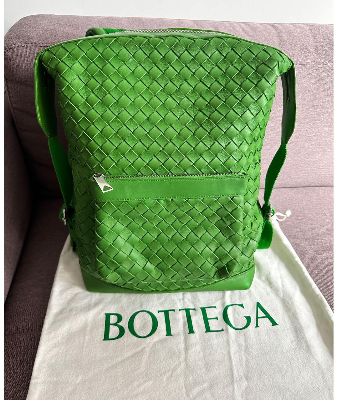 BOTTEGA VENETA Зеленый кожаный портфель, фото 6