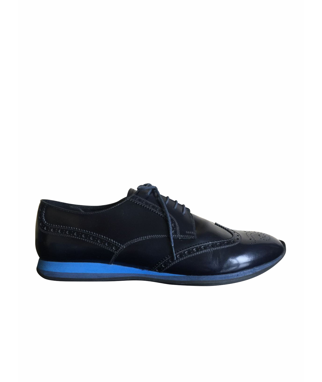 PRADA Темно-синие кожаные туфли, фото 1