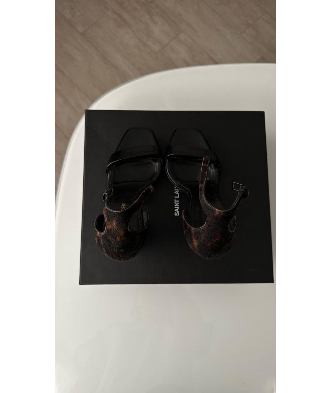 SAINT LAURENT Черные босоножки из лакированной кожи, фото 3