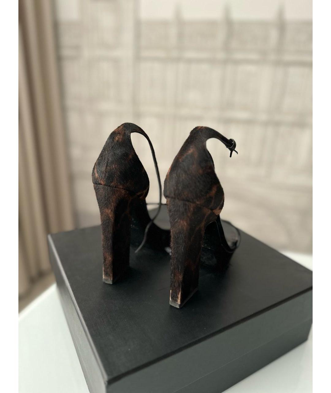 SAINT LAURENT Черные босоножки из лакированной кожи, фото 5