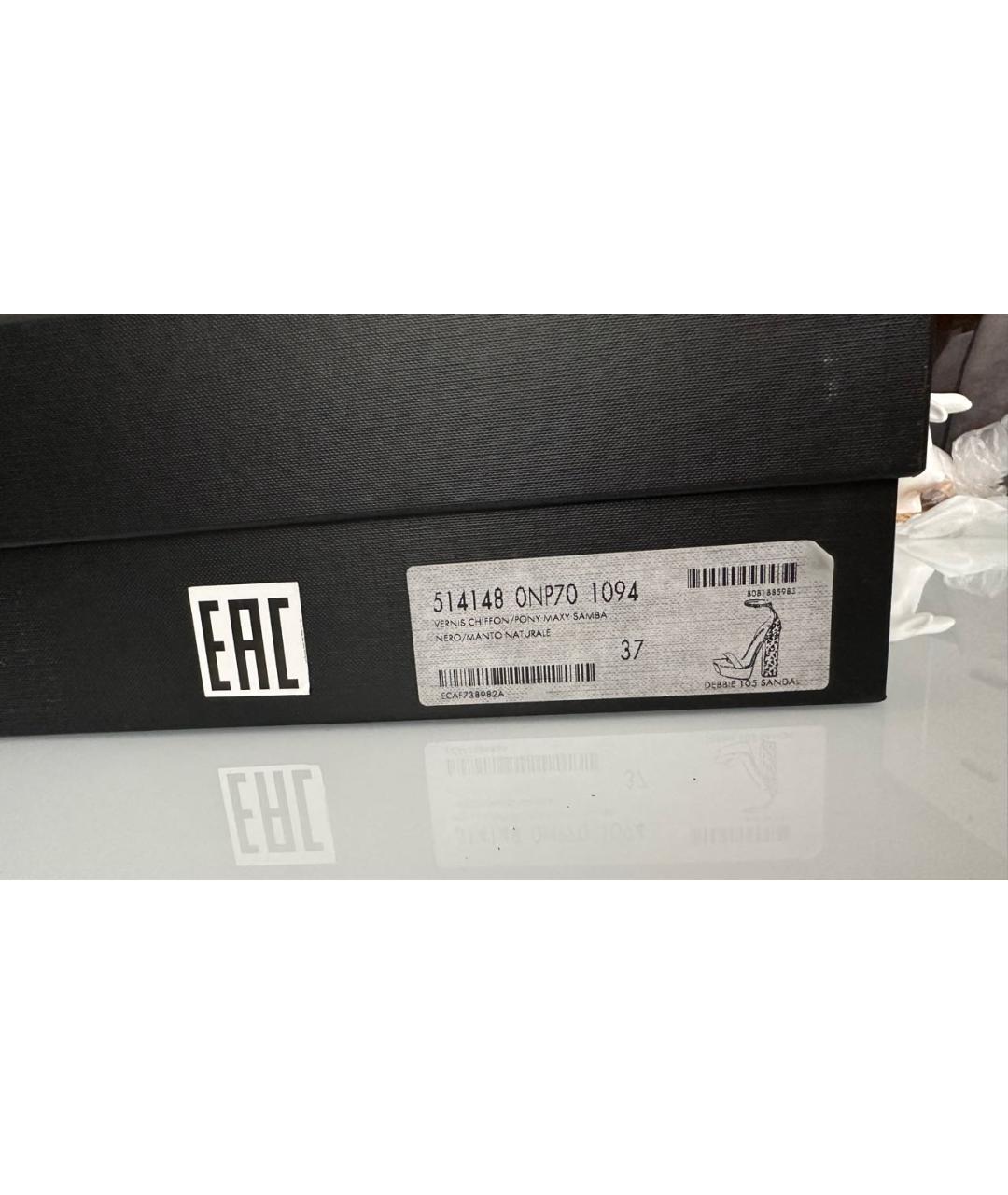 SAINT LAURENT Черные босоножки из лакированной кожи, фото 7