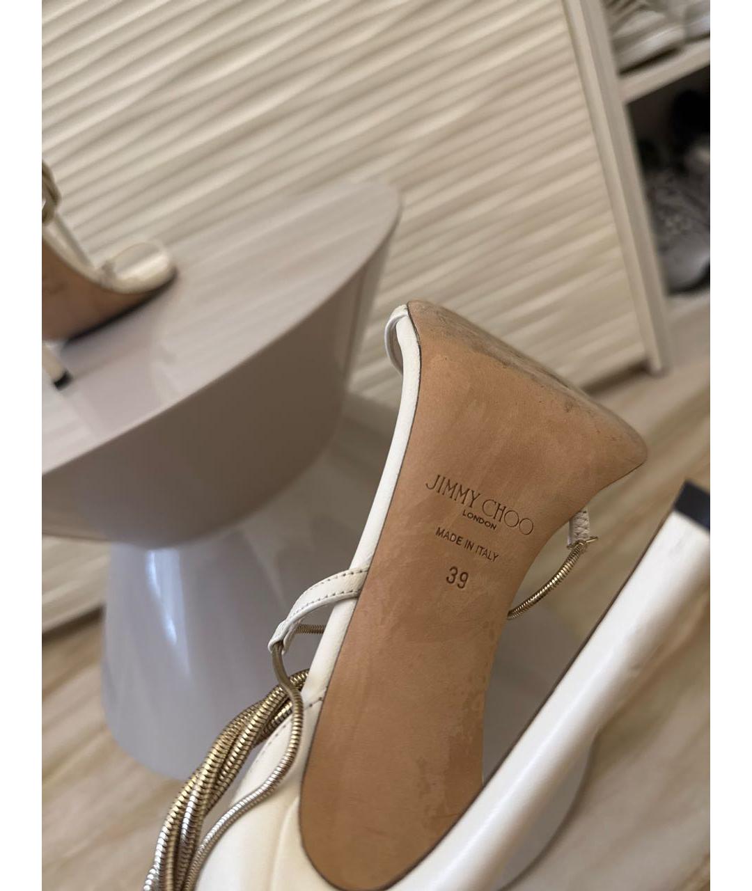 JIMMY CHOO Бежевые кожаные босоножки, фото 6